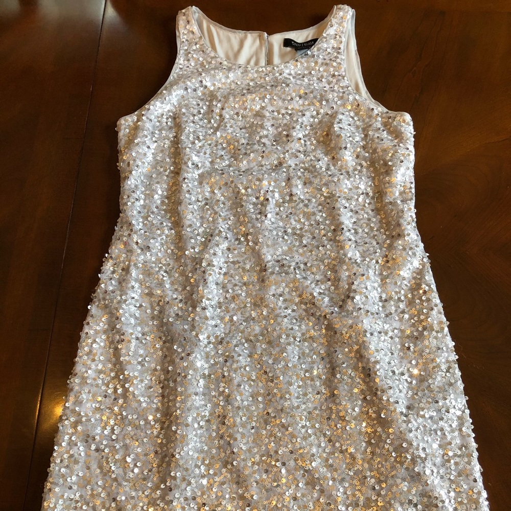 White House Black Market Silver Sequin Dress